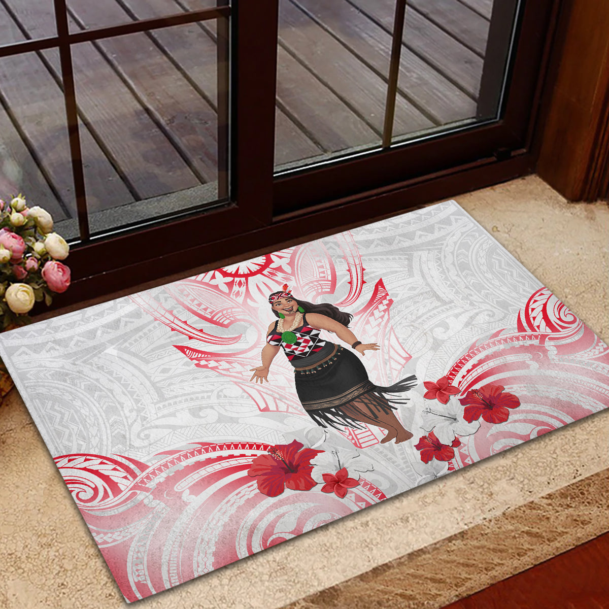 New Zealand Women's Day Rubber Doormat Maori Wahine Polynesian Pattern