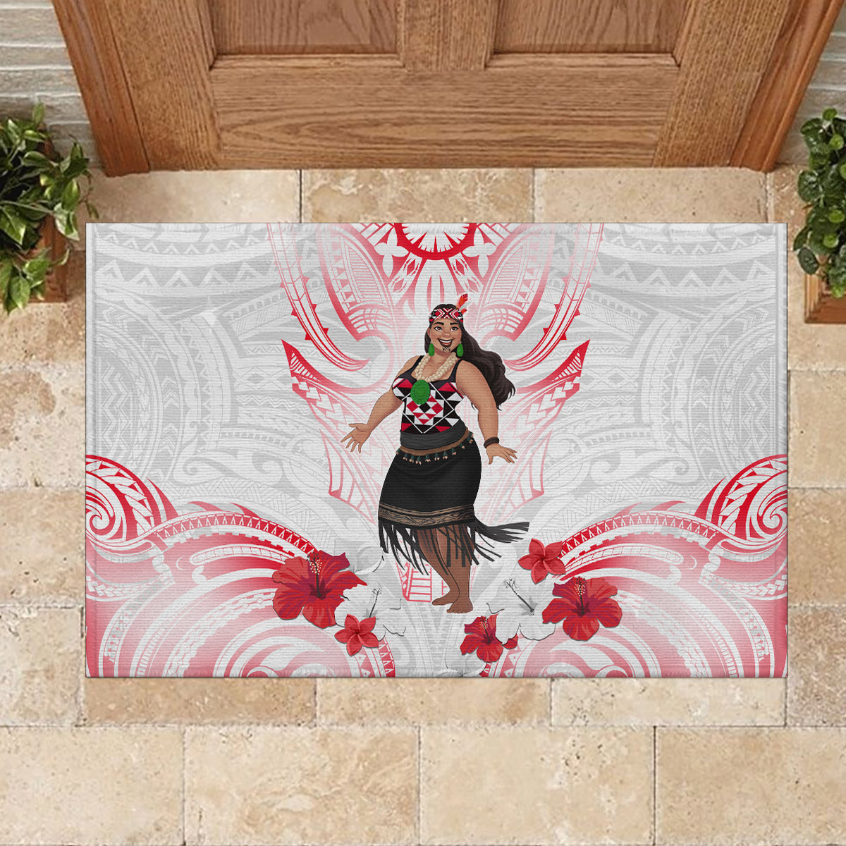 New Zealand Women's Day Rubber Doormat Maori Wahine Polynesian Pattern