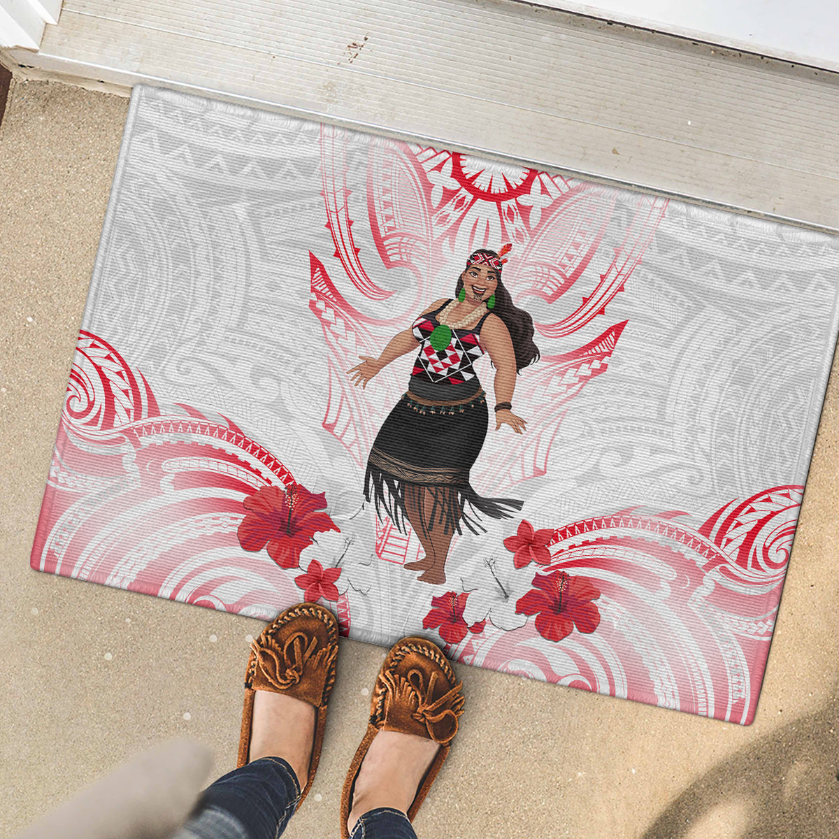 New Zealand Women's Day Rubber Doormat Maori Wahine Polynesian Pattern