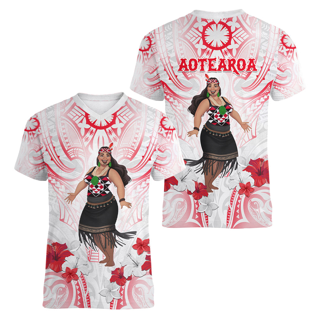 New Zealand Women's Day Women V Neck T Shirt Maori Wahine Polynesian Pattern LT05 - Polynesian Pride