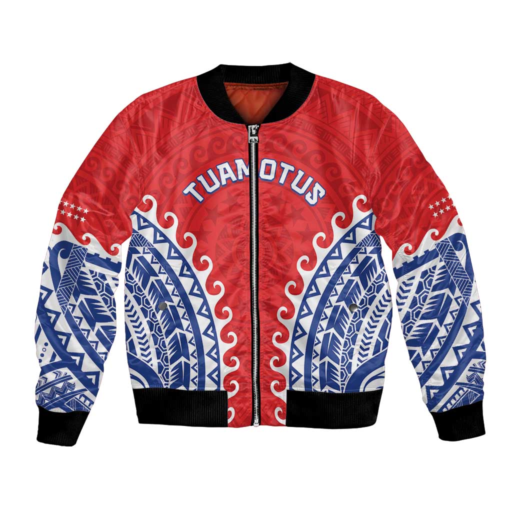 Custom Tuamotu Archipelago Bomber Jacket Polynesian Tribal Tattoo