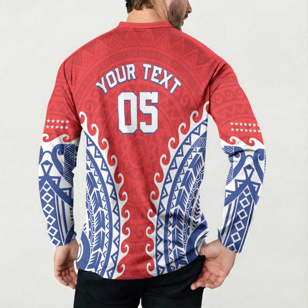 Custom Tuamotu Archipelago Button Sweatshirt Polynesian Tribal Tattoo