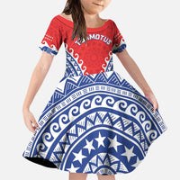 Custom Tuamotu Archipelago Family Matching Long Sleeve Bodycon Dress and Hawaiian Shirt Polynesian Tribal Tattoo LT05 Daughter's Dress Red - Polynesian Pride