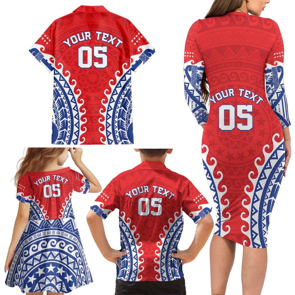 Custom Tuamotu Archipelago Family Matching Long Sleeve Bodycon Dress and Hawaiian Shirt Polynesian Tribal Tattoo LT05 - Polynesian Pride