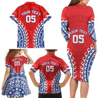 Custom Tuamotu Archipelago Family Matching Long Sleeve Bodycon Dress and Hawaiian Shirt Polynesian Tribal Tattoo LT05 - Polynesian Pride