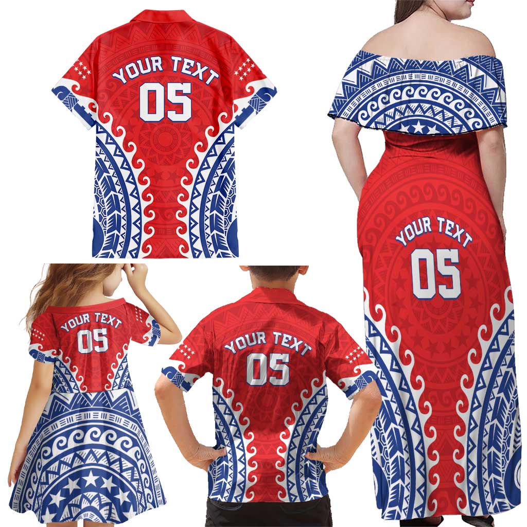 Custom Tuamotu Archipelago Family Matching Off Shoulder Maxi Dress and Hawaiian Shirt Polynesian Tribal Tattoo LT05 - Polynesian Pride