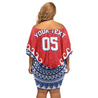 Custom Tuamotu Archipelago Family Matching Off Shoulder Short Dress and Hawaiian Shirt Polynesian Tribal Tattoo LT05 - Polynesian Pride