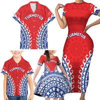 Custom Tuamotu Archipelago Family Matching Short Sleeve Bodycon Dress and Hawaiian Shirt Polynesian Tribal Tattoo LT05 - Polynesian Pride