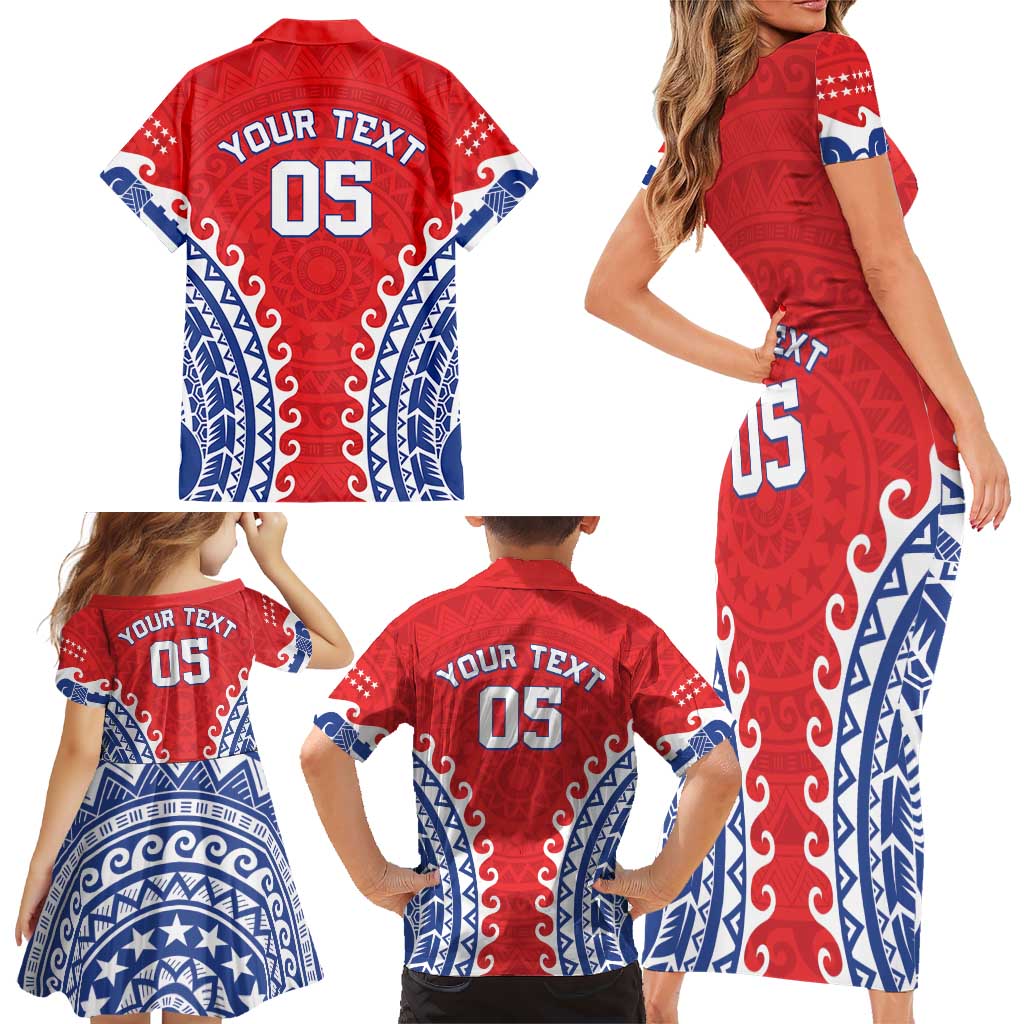 Custom Tuamotu Archipelago Family Matching Short Sleeve Bodycon Dress and Hawaiian Shirt Polynesian Tribal Tattoo LT05 - Polynesian Pride