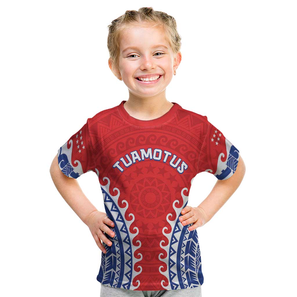 Custom Tuamotu Archipelago Kid T Shirt Polynesian Tribal Tattoo