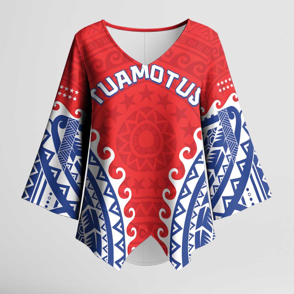 Custom Tuamotu Archipelago Kimono Sleeve Blouse Polynesian Tribal Tattoo