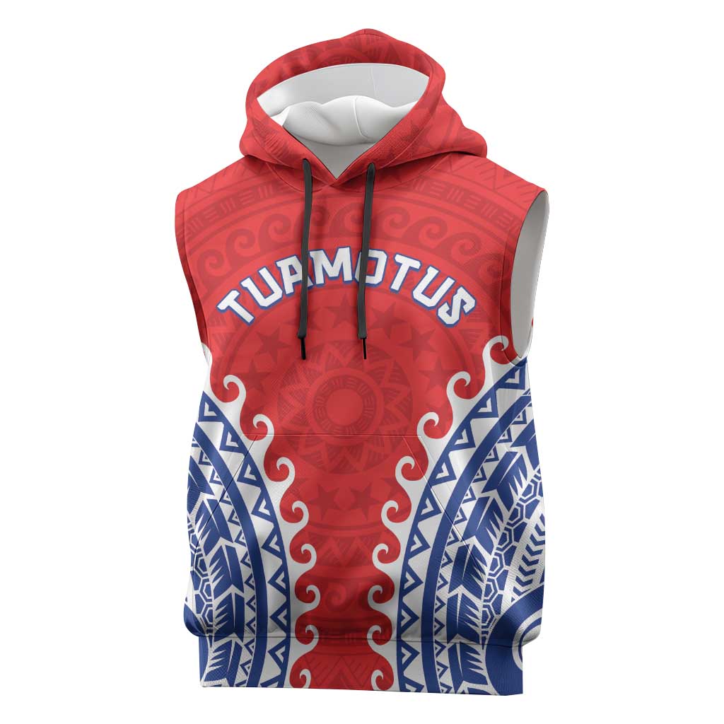 Custom Tuamotu Archipelago Sleeveless Hoodie Polynesian Tribal Tattoo