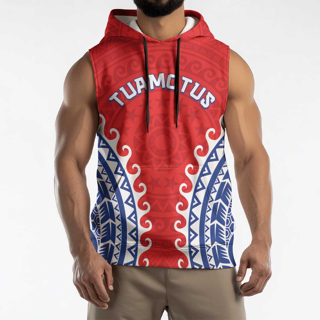 Custom Tuamotu Archipelago Sleeveless Hoodie Polynesian Tribal Tattoo