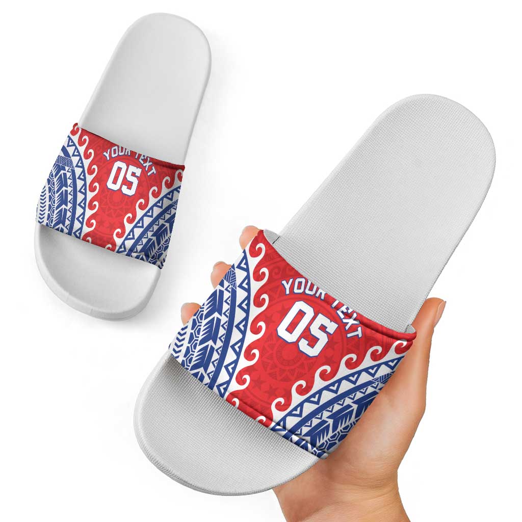 Custom Tuamotu Archipelago Slide Sandals Polynesian Tribal Tattoo