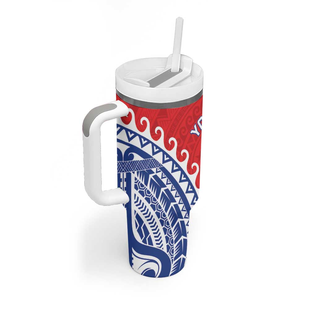 Custom Tuamotu Archipelago Tumbler With Handle Polynesian Tribal Tattoo