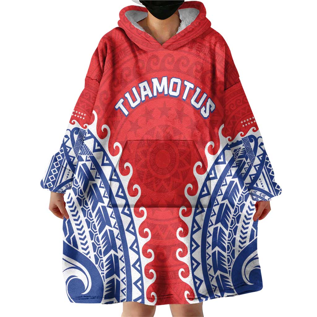 Custom Tuamotu Archipelago Wearable Blanket Hoodie Polynesian Tribal Tattoo