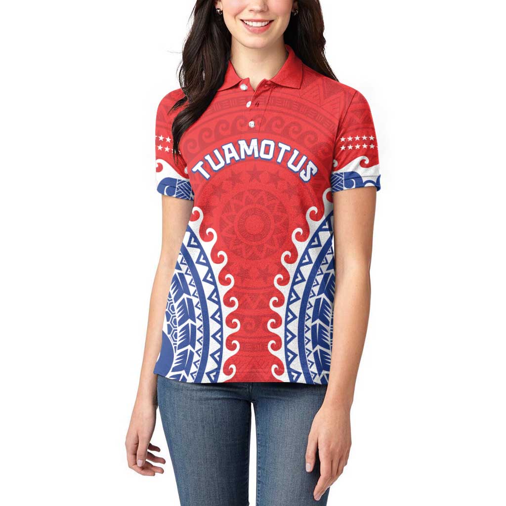 Custom Tuamotu Archipelago Women Polo Shirt Polynesian Tribal Tattoo