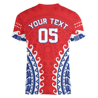 Custom Tuamotu Archipelago Women V-Neck T-Shirt Polynesian Tribal Tattoo