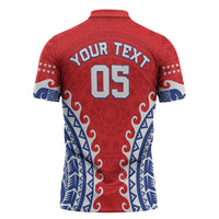 Custom Tuamotu Archipelago Zipper Polo Shirt Polynesian Tribal Tattoo