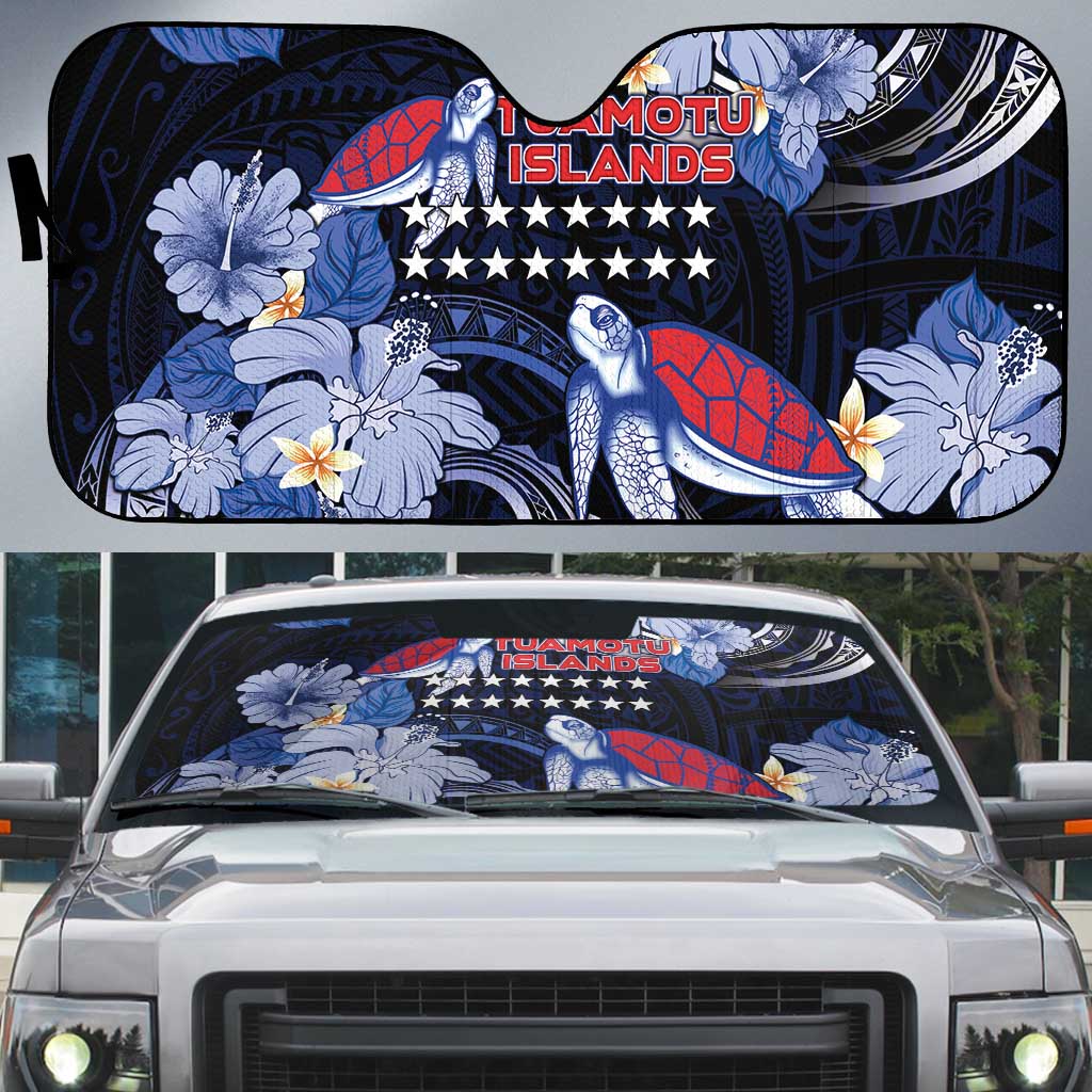 Tuamotu Islands Auto Sun Shade Polynesian Pattern With Turtle