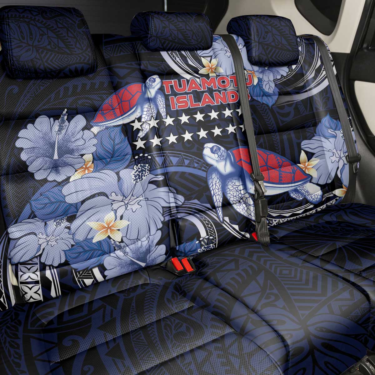 Tuamotu Islands Back Car Seat Cover Polynesian Pattern With Turtle