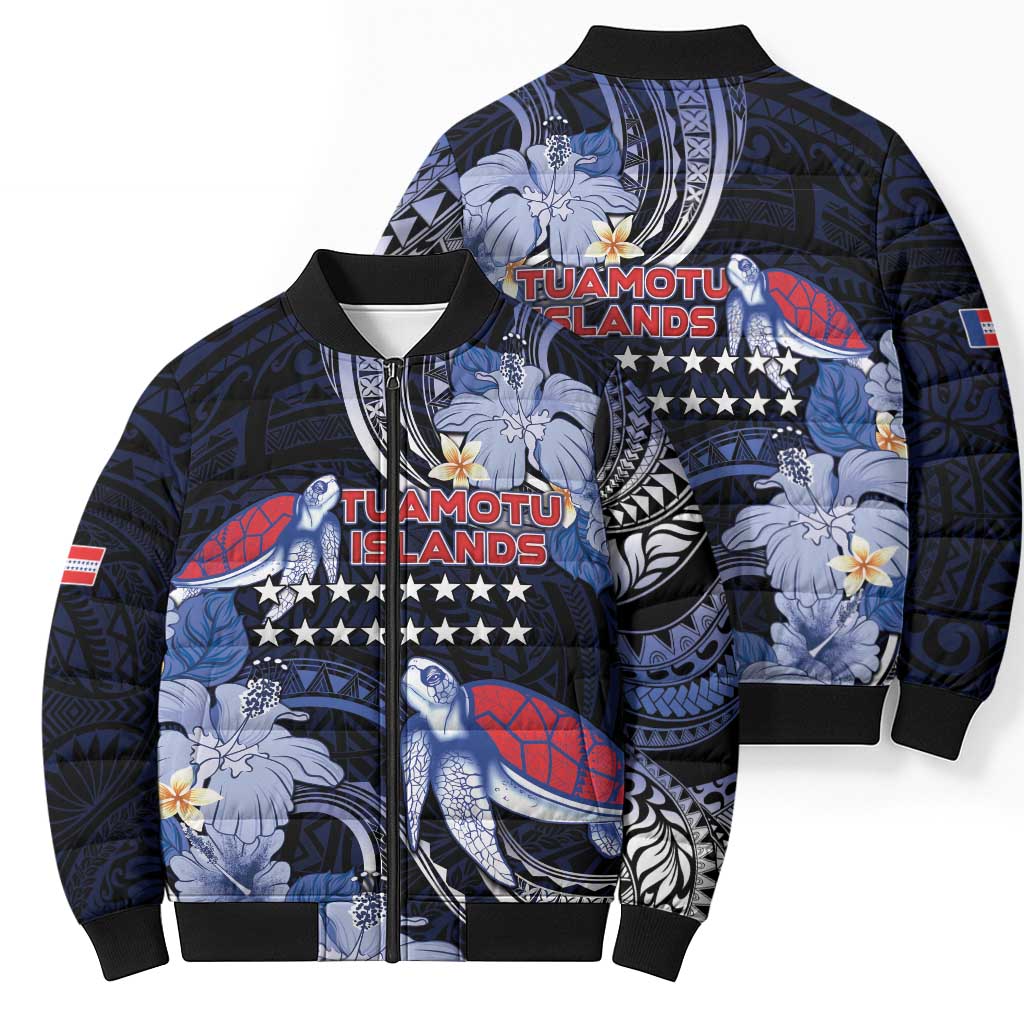 Tuamotu Islands Bomber Puffer Jacket Polynesian Pattern With Turtle