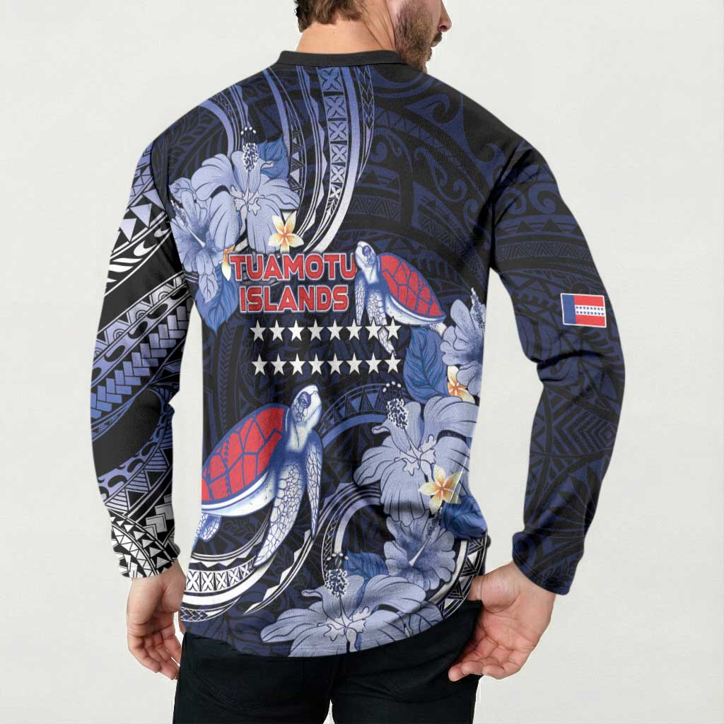 Tuamotu Islands Button Sweatshirt Polynesian Pattern With Turtle