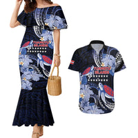 Tuamotu Islands Couples Matching Mermaid Dress and Hawaiian Shirt Polynesian Pattern With Turtle
