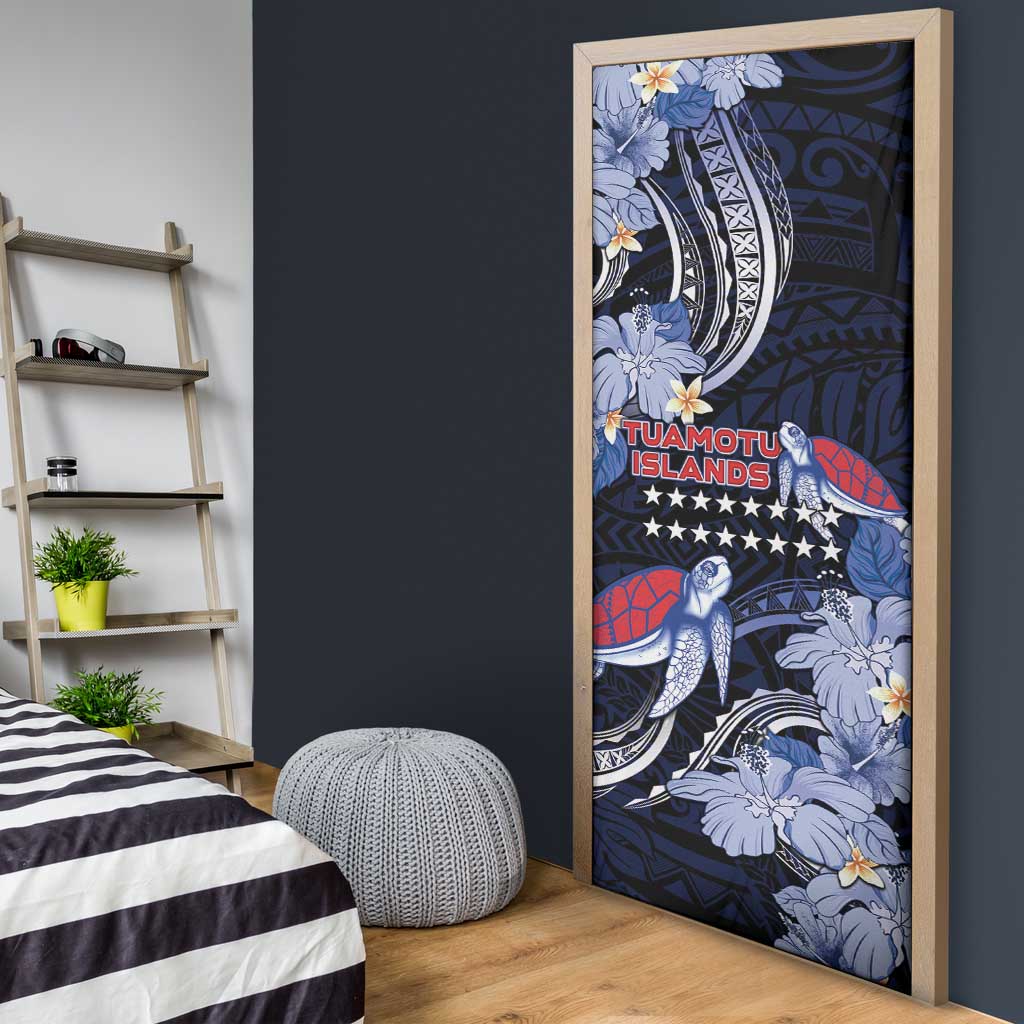 Tuamotu Islands Door Cover Polynesian Pattern With Turtle