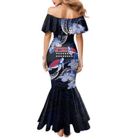 Tuamotu Islands Family Matching Mermaid Dress and Hawaiian Shirt Polynesian Pattern With Turtle