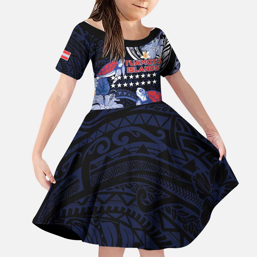 Tuamotu Islands Family Matching Off Shoulder Short Dress and Hawaiian Shirt Polynesian Pattern With Turtle