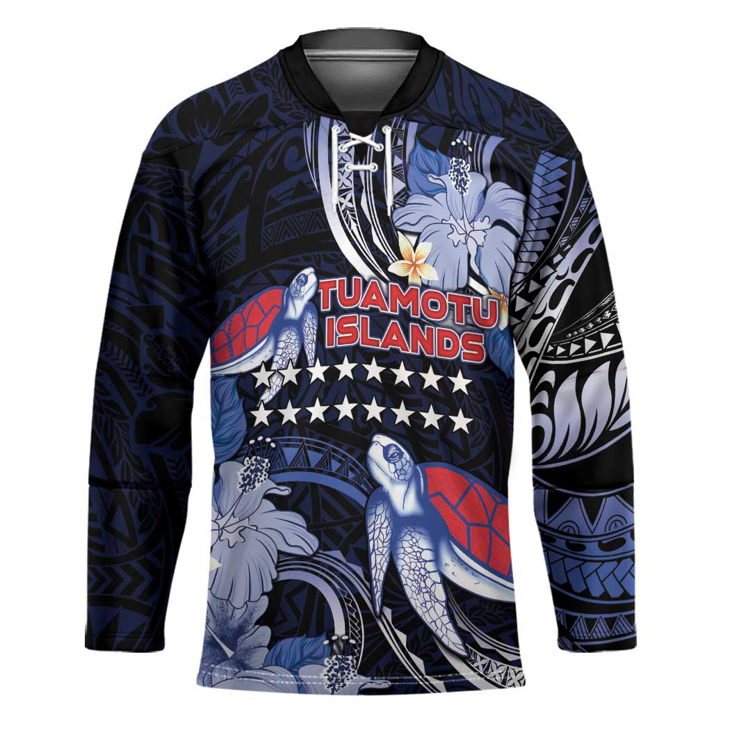 Tuamotu Islands Hockey Jersey Polynesian Pattern With Turtle