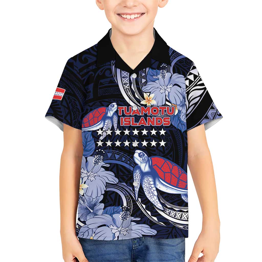 Tuamotu Islands Kid Hawaiian Shirt Polynesian Pattern With Turtle