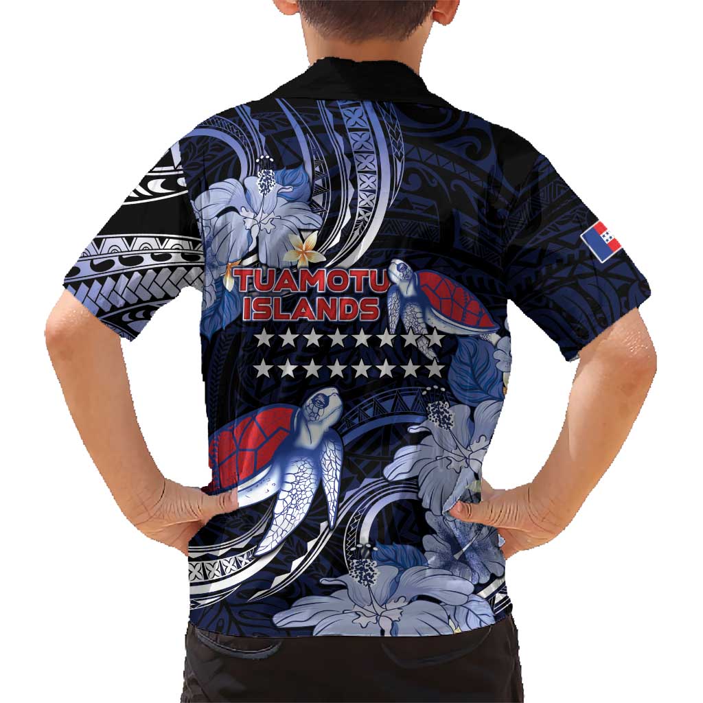 Tuamotu Islands Kid Hawaiian Shirt Polynesian Pattern With Turtle