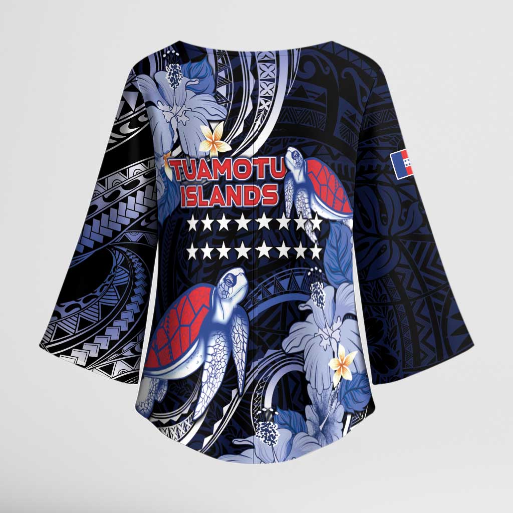 Tuamotu Islands Kimono Sleeve Blouse Polynesian Pattern With Turtle