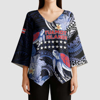 Tuamotu Islands Kimono Sleeve Blouse Polynesian Pattern With Turtle