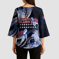 Tuamotu Islands Kimono Sleeve Blouse Polynesian Pattern With Turtle