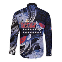 Tuamotu Islands Long Sleeve Button Shirt Polynesian Pattern With Turtle