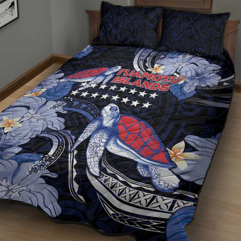 Tuamotu Islands Quilt Bed Set Polynesian Pattern With Turtle