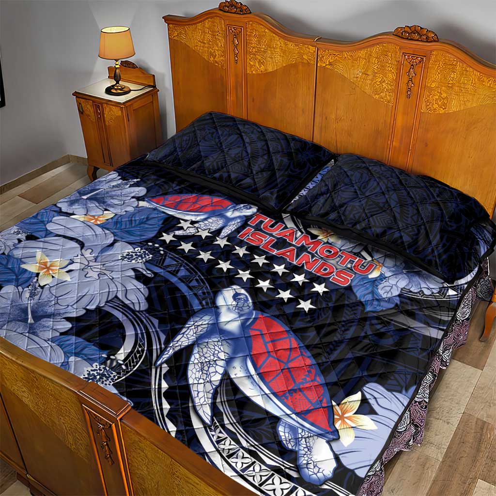 Tuamotu Islands Quilt Bed Set Polynesian Pattern With Turtle