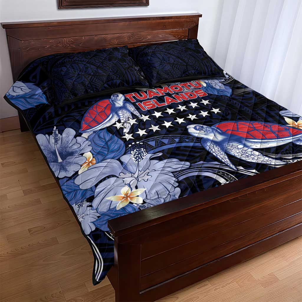 Tuamotu Islands Quilt Bed Set Polynesian Pattern With Turtle