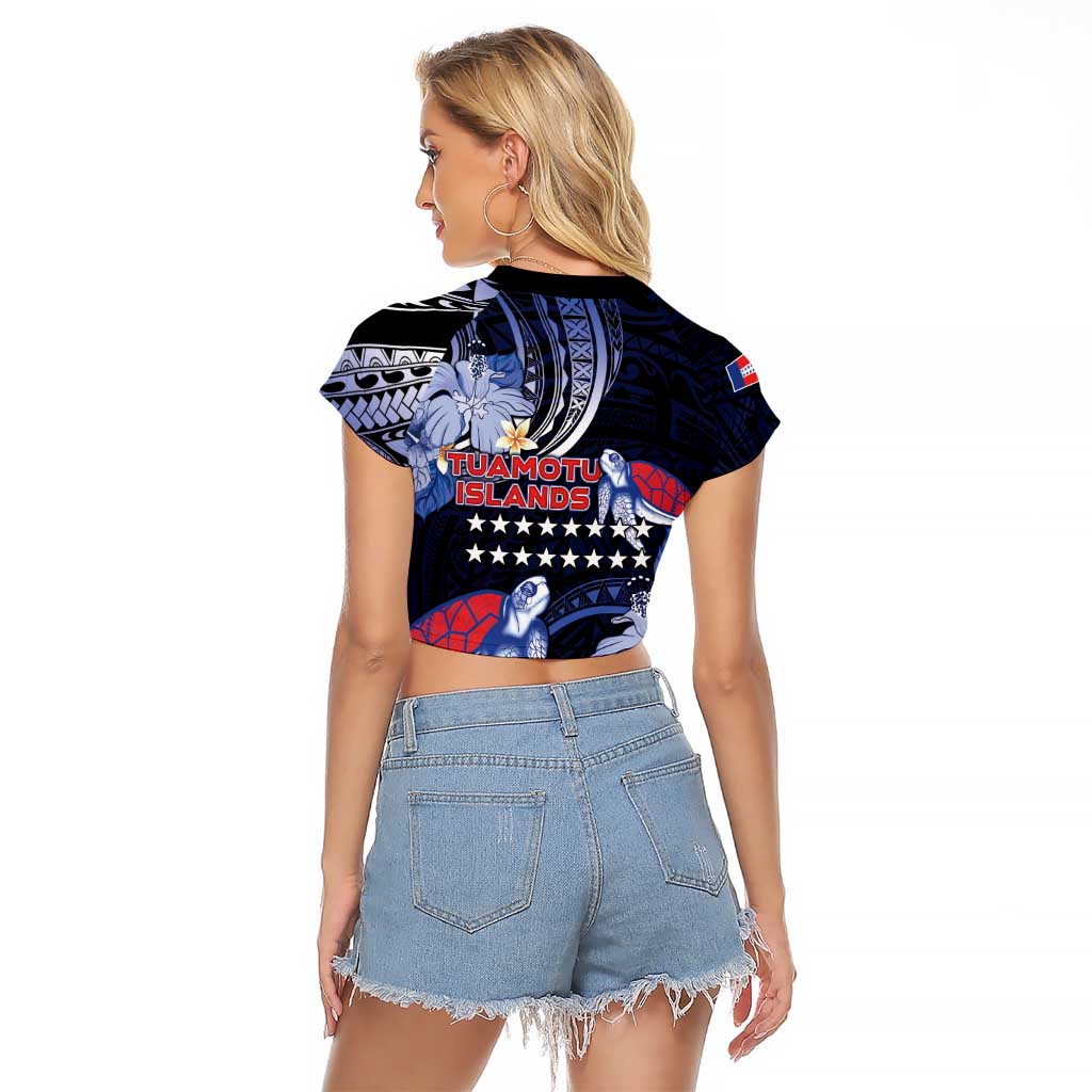 Tuamotu Islands Raglan Cropped T Shirt Polynesian Pattern With Turtle