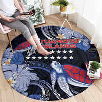 Tuamotu Islands Round Carpet Polynesian Pattern With Turtle