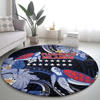 Tuamotu Islands Round Carpet Polynesian Pattern With Turtle