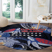 Tuamotu Islands Round Carpet Polynesian Pattern With Turtle