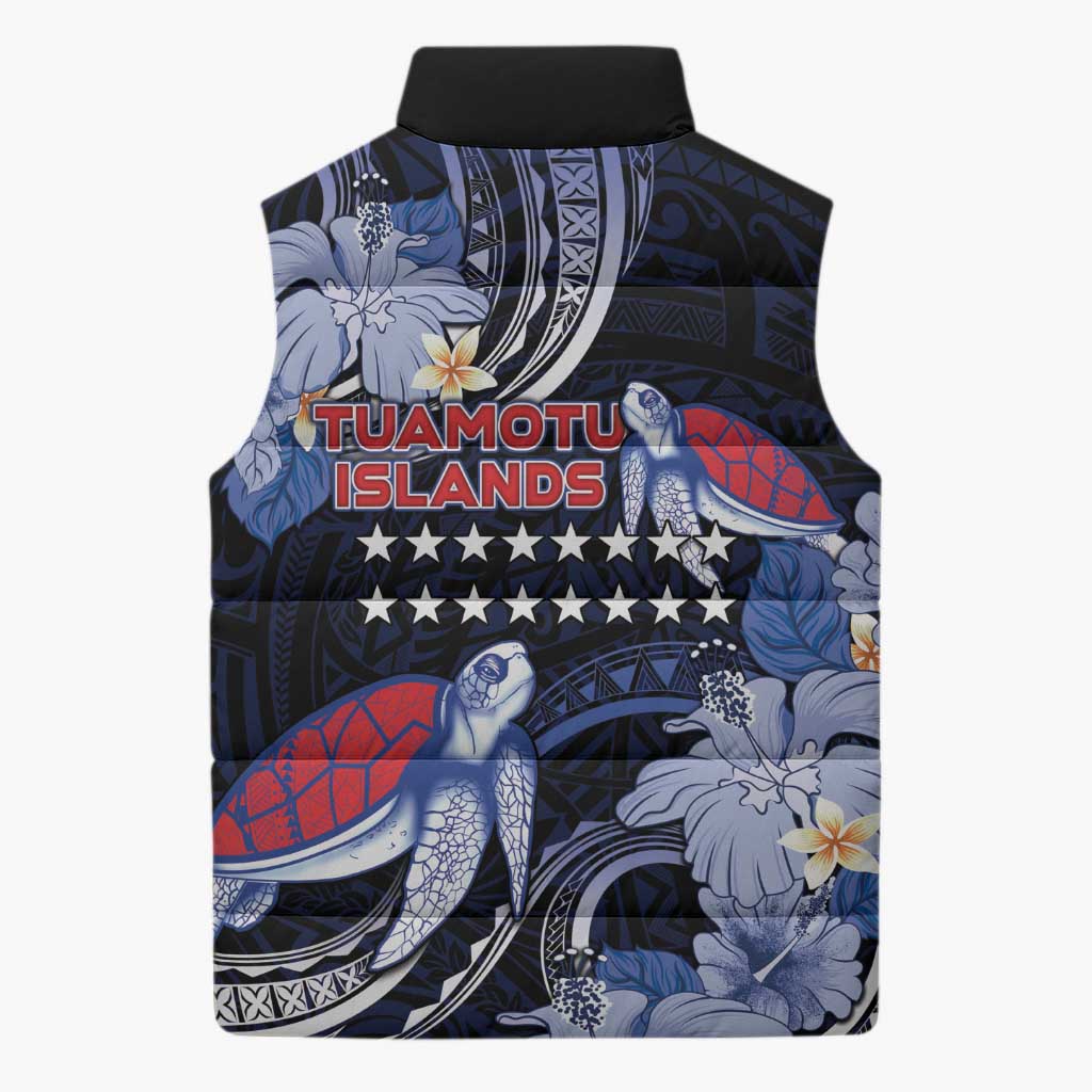 Tuamotu Islands Sleeveless Puffer Jacket Polynesian Pattern With Turtle