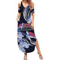 Tuamotu Islands Summer Maxi Dress Polynesian Pattern With Turtle