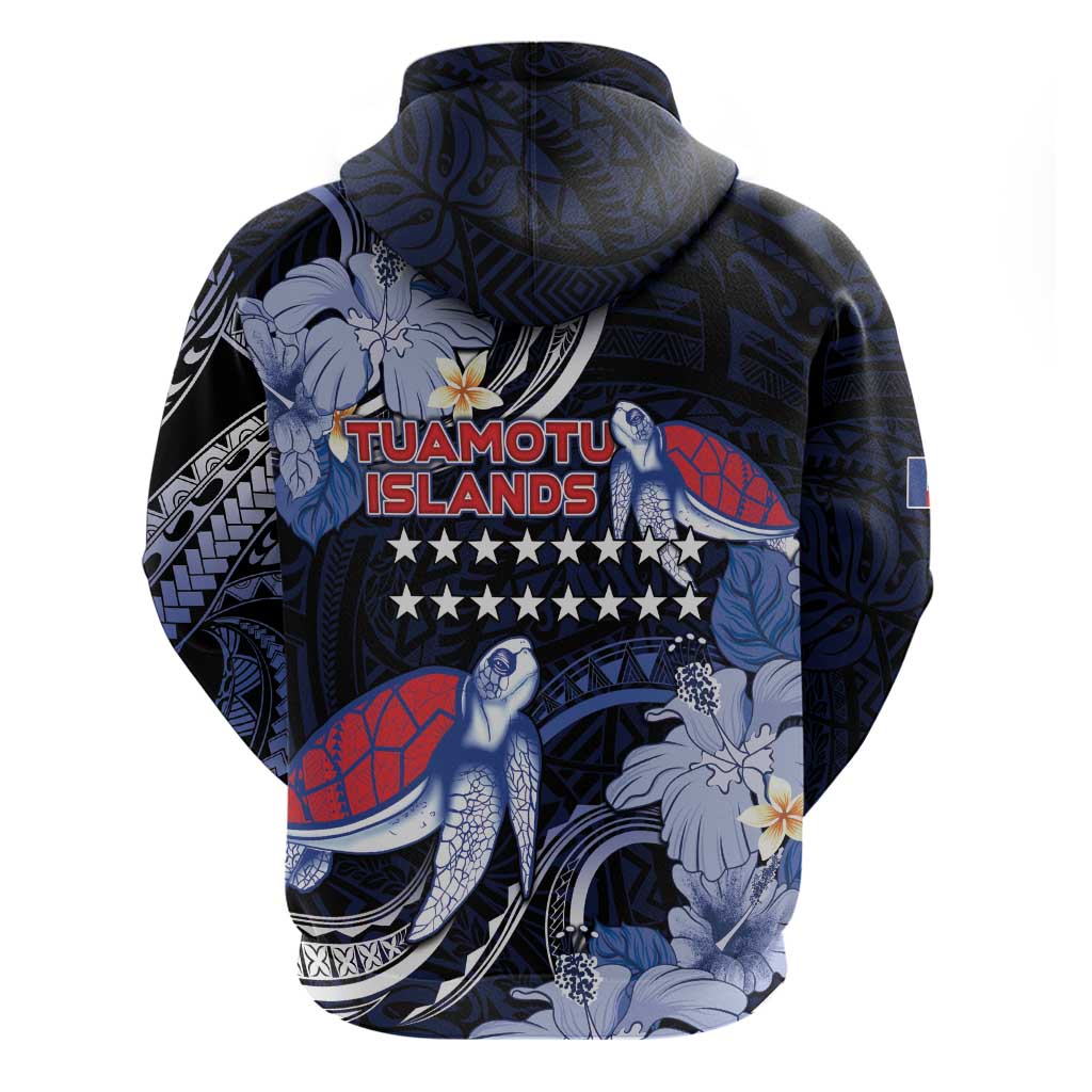 Tuamotu Islands Zip Hoodie Polynesian Pattern With Turtle