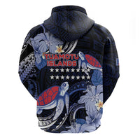 Tuamotu Islands Zip Hoodie Polynesian Pattern With Turtle