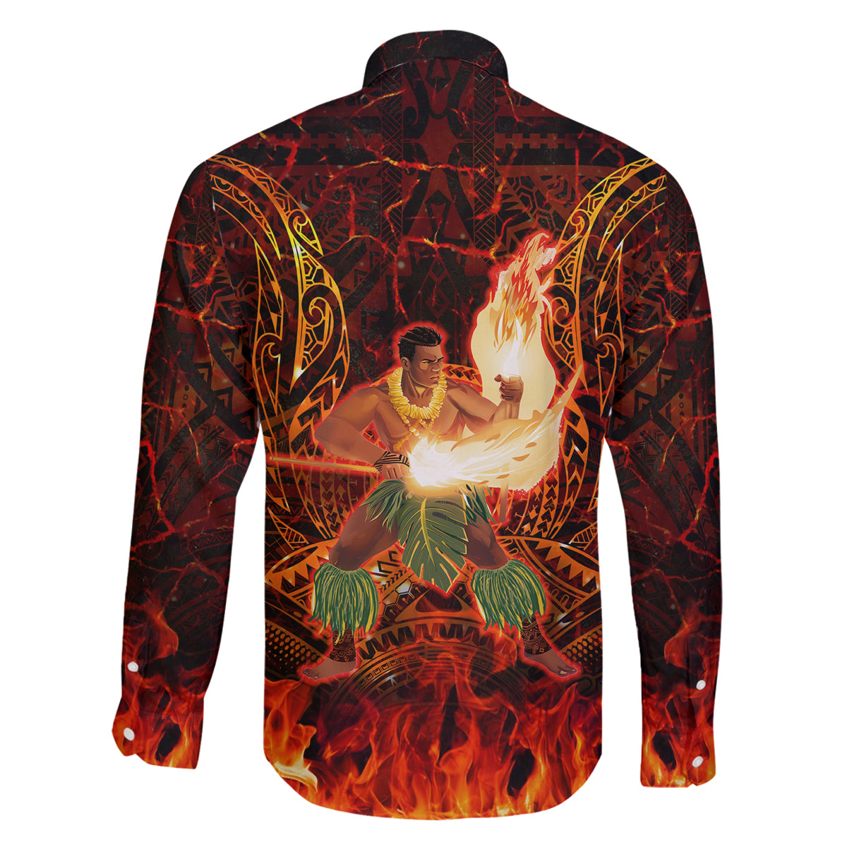 Samoa Siva Afi Festival Family Matching Long Sleeve Bodycon Dress and Hawaiian Shirt Fire Knife Dancing LT05 - Polynesian Pride